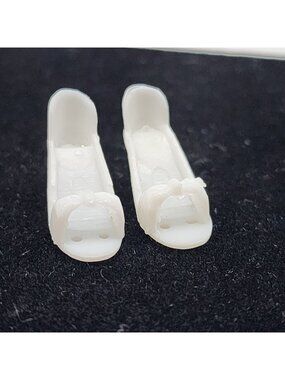 Vintage Francie Barbie Clone Open-Toe White Sandals with Bow Detail